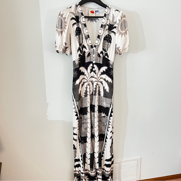 FARM Rio Pants - FARM Rio Anthropologie Black and White Jumpsuit with Wide-Leg Silhouette